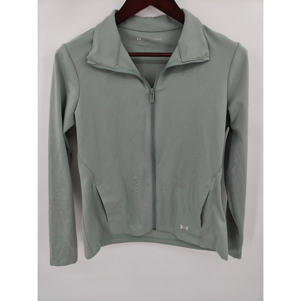 Under Armour Womens Sage Green Full Zip Fitted Athletic Training Jacket Large